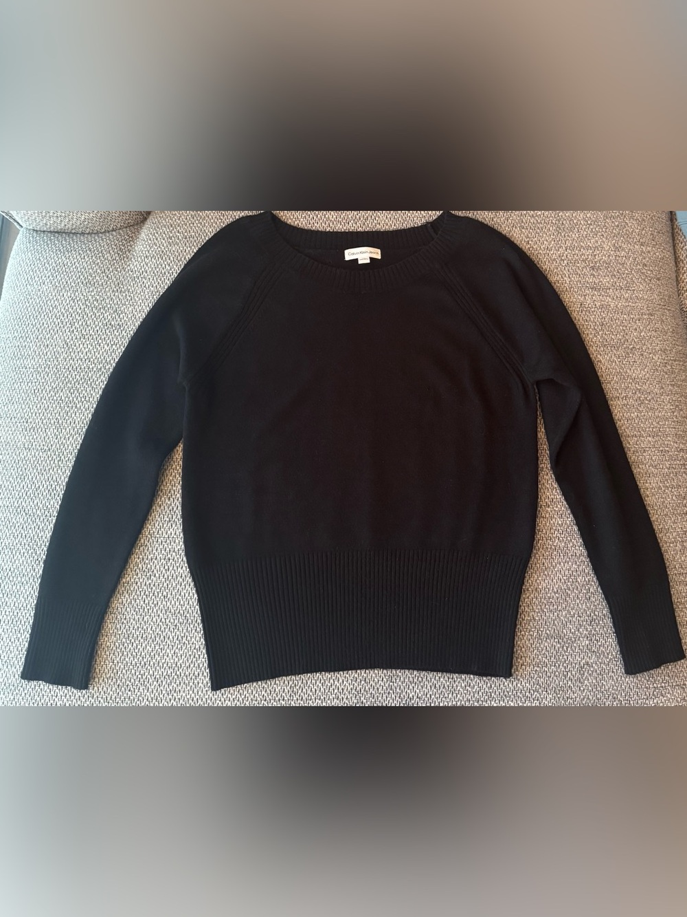 Calvin Klein Jeans Black Long Sleeve Knit Top Size Large